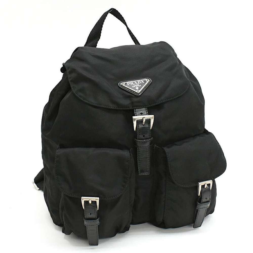 Prada Backpack BORSA TESSUTO Pocono Black Triangle Plate